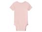 Roze babyromper met korte mouwen en ronde hals, achterkant.
