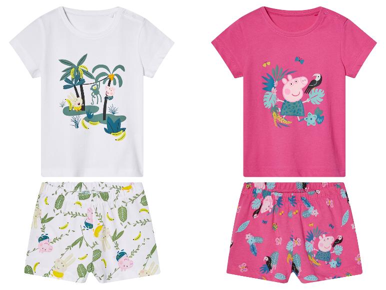 Kinderpyjama, Peppa Pig, jungle thema, shirts en shorts.