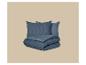 Blauw dekbedovertrek en kussenslopen set met gestreepte textuur