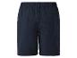Donkerblauwe shorts van gegolfd materiaal.