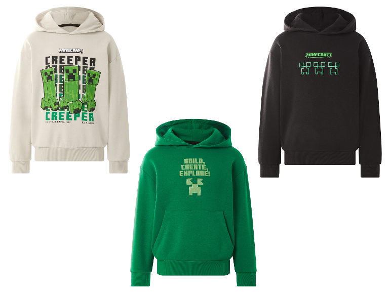 Kinderen Minecraft hoodies in beige, groen en zwart