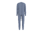 Achteraanzicht van een blauw herenhuispak met lange mouwen en broek