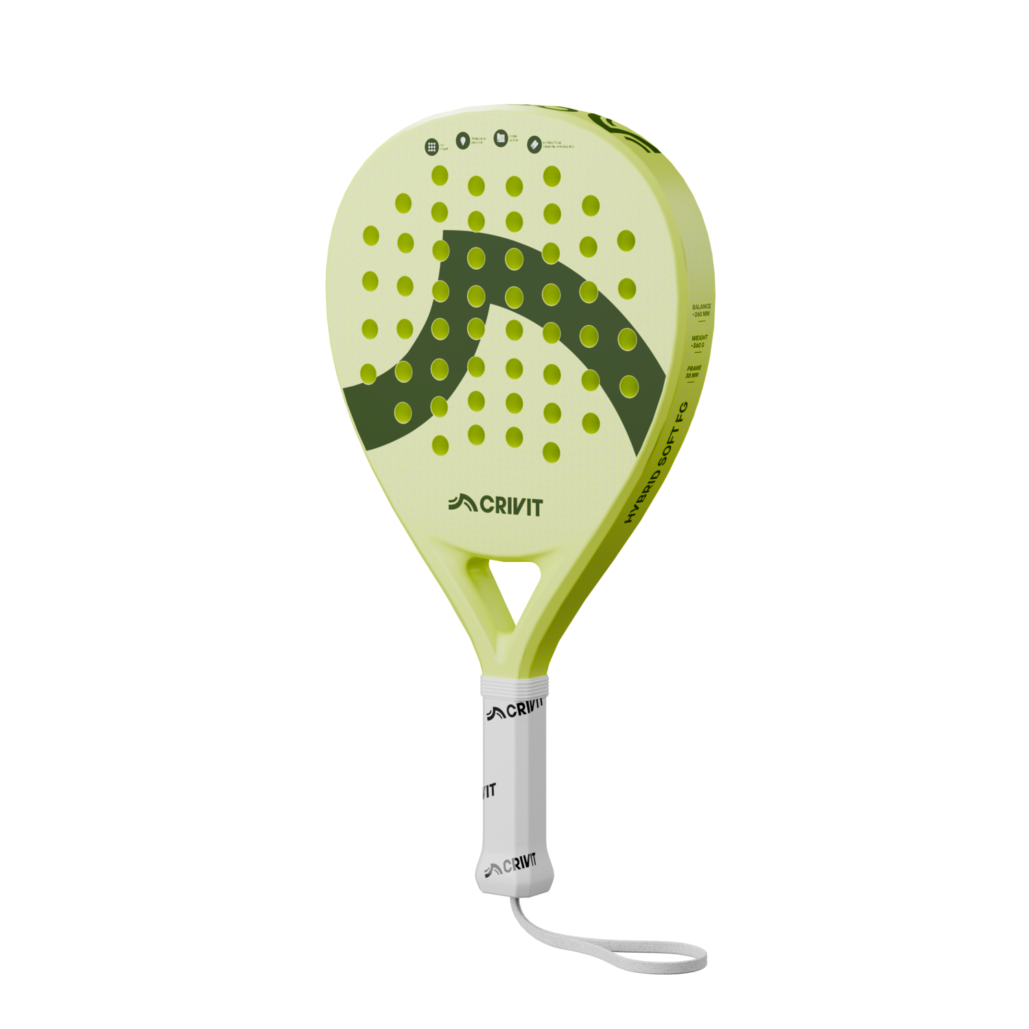 CRIVIT Padelracket Hybrid Soft FG (Limegroen)