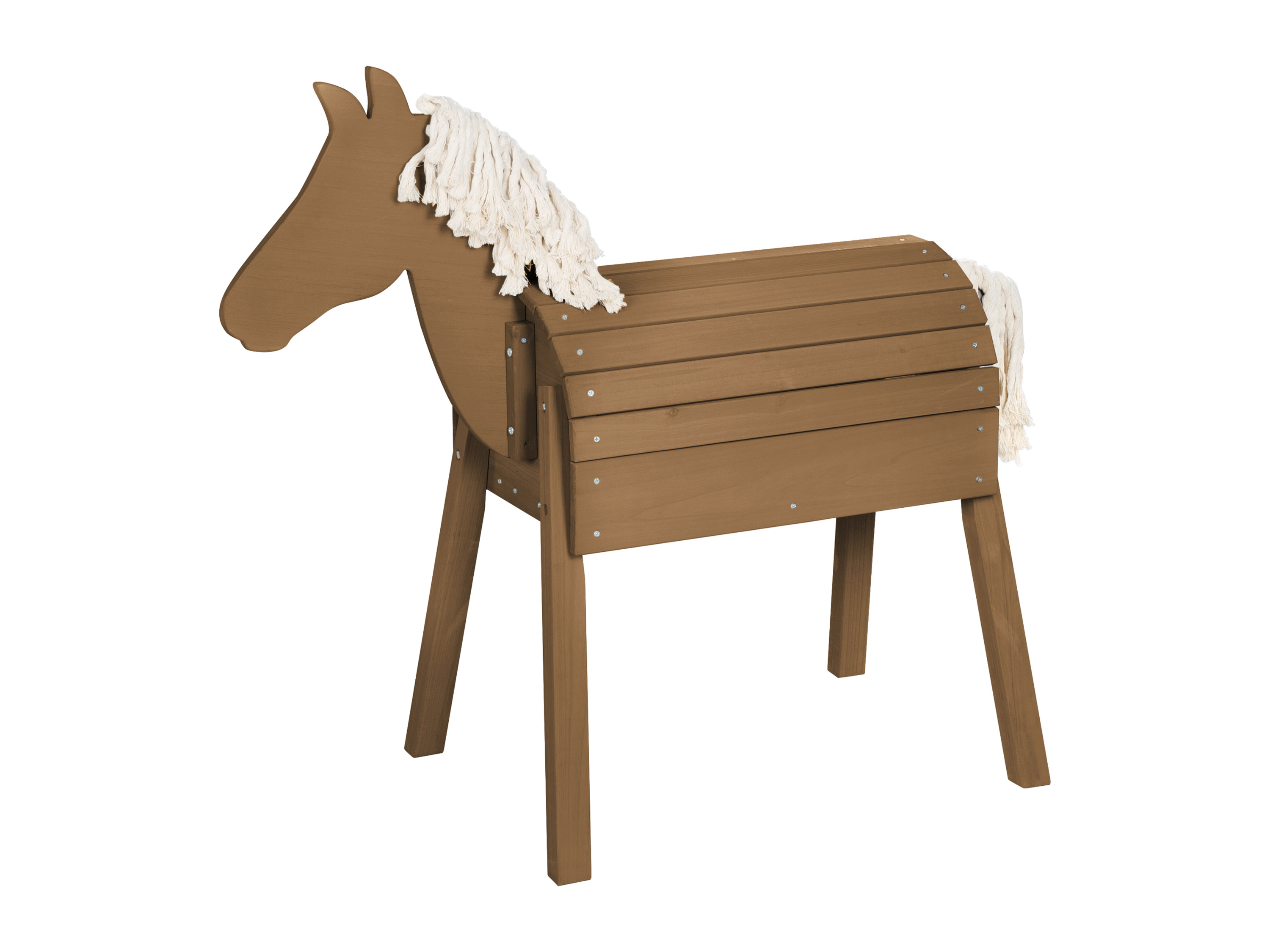 ROBA Houten speelpaard voor buiten (klein (48x110x96 cm), Teak)