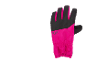 Roze en zwarte skihandschoen met een discreet logo op de handrug.