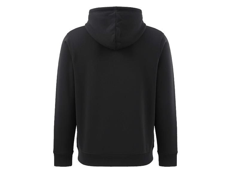 Zwarte hoodie, achteraanzicht.