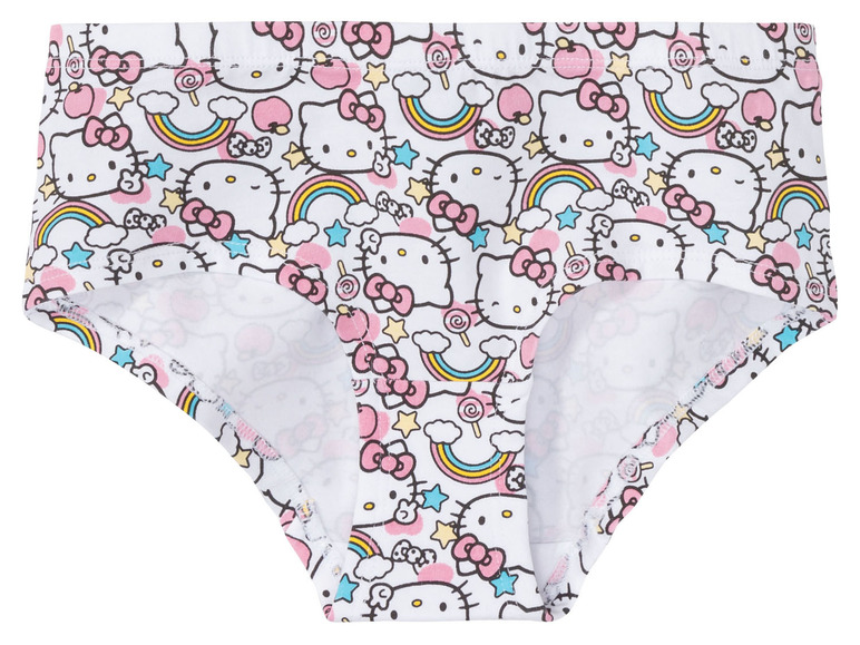 Witte Hello Kitty onderbroek met regenbogen en sterren.