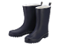 Donkerblauwe regenlaarzen met wollen voering.