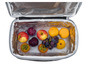 Een koelbox gevuld met appels, sinaasappels, druiven en perziken.