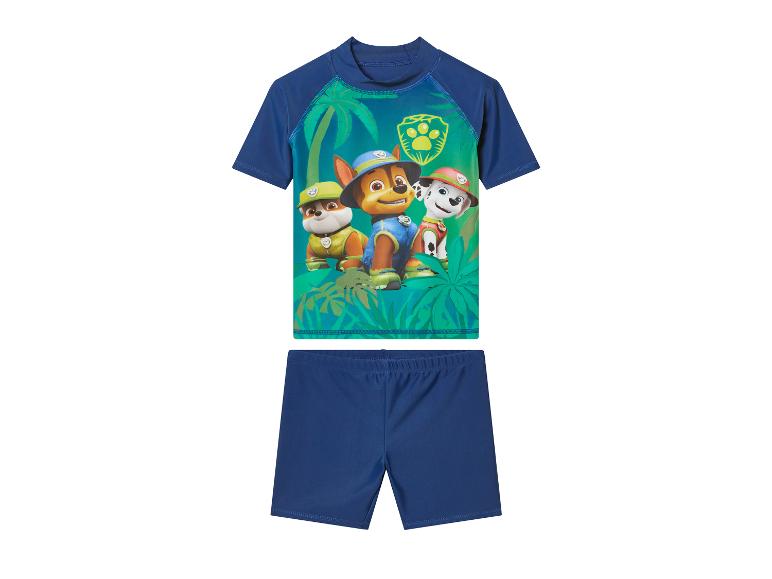 Paw Patrol badpak voor kinderen: shirt en marineblauwe zwembroek.