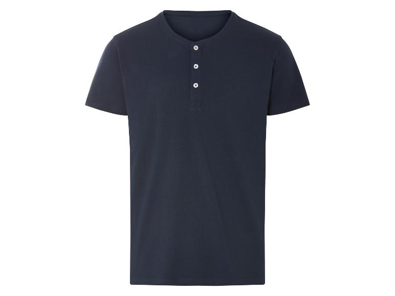 Donkerblauw heren henley shirt.