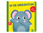 Een flapboek voor baby's met een olifant op de voorkant.