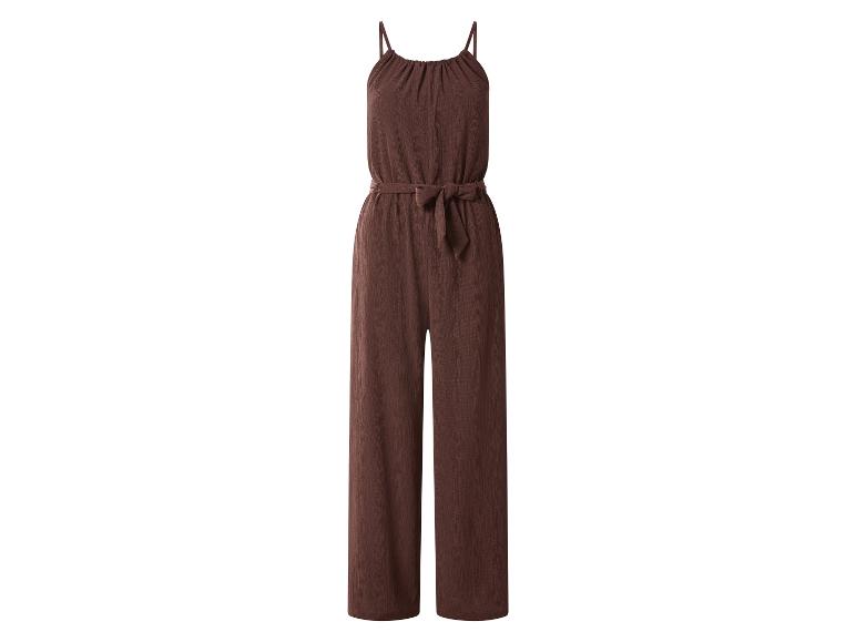 Bruine jumpsuit met spaghettibandjes en strikceintuur