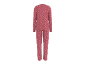 Roze tweedelige pyjama met witte stippen, achteraanzicht.