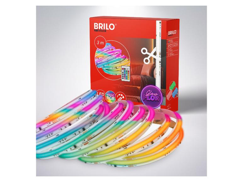 Een Brilo doos met een 3m RGB LED strip en afstandsbediening.