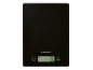 Zwarte keukenweegschaal met digitaal display dat '0 g' toont en knoppen 'Unit' en 'Tare'.