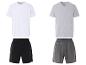 T-shirts en shorts: witte en grijze set.