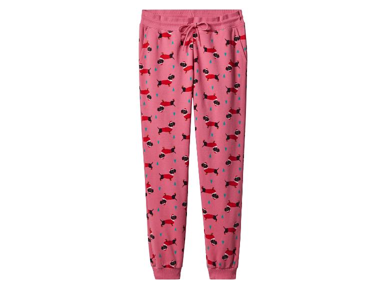 Roze pyjamabroek met teckel- en kerstboomprint