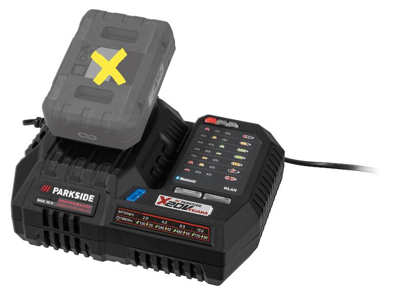 Parkside X20V Team lader met accu; Bluetooth en WLAN.