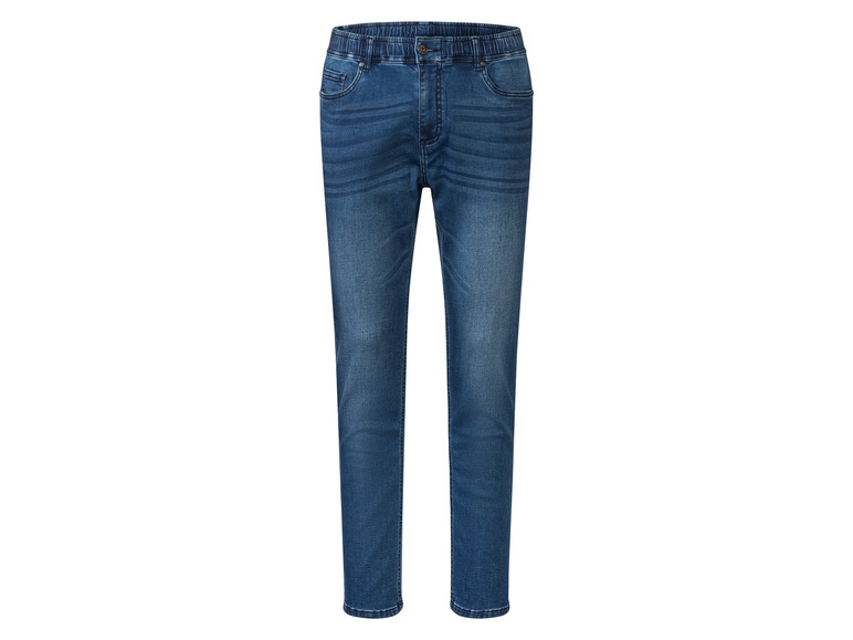 Heren sweat denim jeans straight fit (54, Blauw)