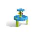 Kleurrijke plastic waterspeeltafel met centrale toren en diverse waterfuncties.