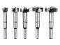 Een set van vijf Forstner-boren in de maten 15mm, 20mm, 25mm, 30mm en 35mm.