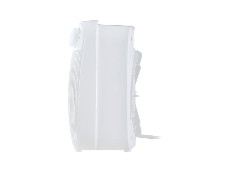 Witte elektrische radiator van opzij gezien