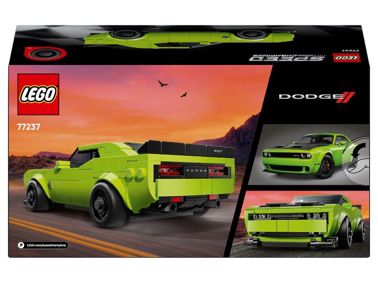 Speelgoeddoos met een groene bouwbare sportwagen en zijn echte model.