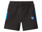 Zwarte sport shorts voor kinderen met blauwe accenten.