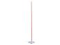 Witte LED vloerlamp met rood licht op een witte achtergrond.
