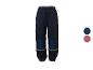 Donkerblauwe kinder joggingbroek met reflecterende strepen en kleuropties.