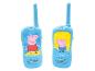 Twee blauwe Lexibook walkie-talkies met Peppa Pig.