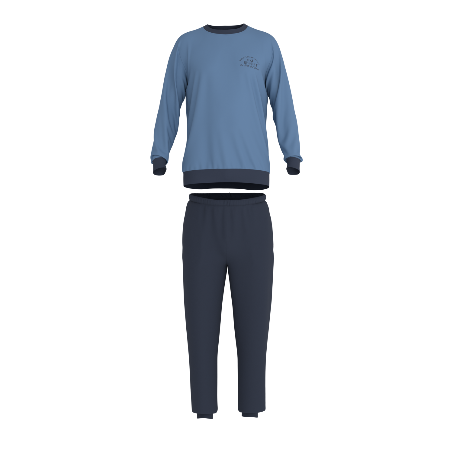 ESMARA MEN Heren pyjama, lang (Blauw, S)