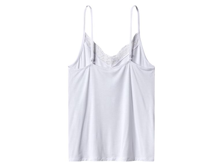 Witte camisole met dunne bandjes en kanten afwerking bij de halslijn