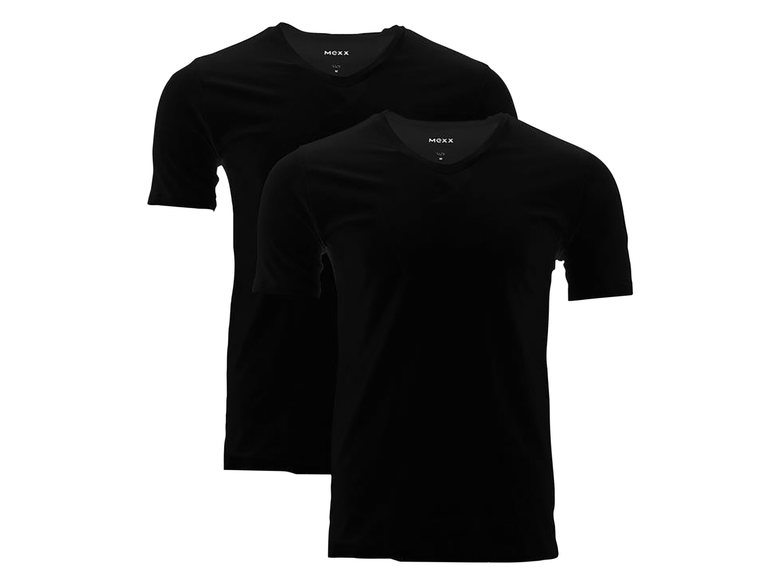 MEXX Set van 2 heren T-shirts (V-hals, Zwart, XL)