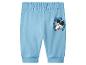 Lichtblauwe babybroek met elastische tailleband en Mickey Mouse-print.