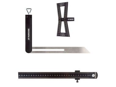 PARKSIDE® Zwaaihaak- en zwaluwstaartsjablonenset of ijzeren liniaal