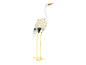 Decoratief wit reiger beeldje met gouden metalen details.