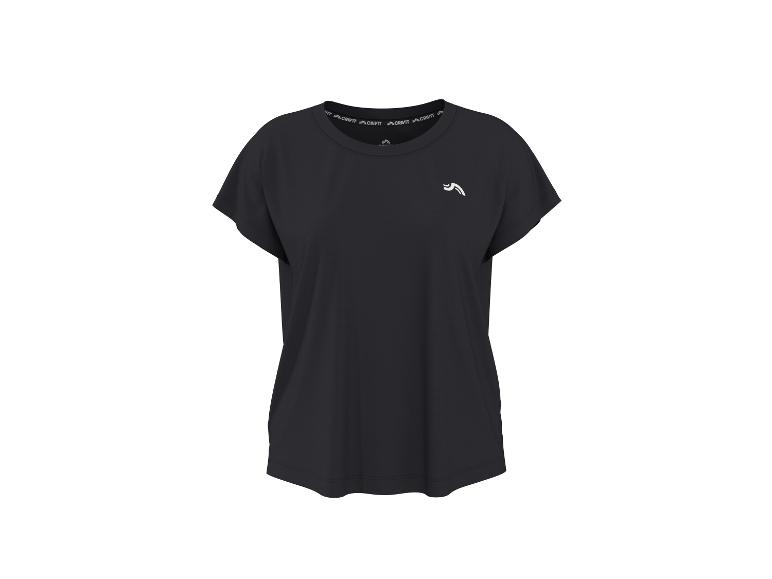 Zwart sportshirt met korte mouwen en een klein wit logo op de borst