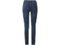 Donkerblauwe damesjeans met hoge taille en zakken, achteraanzicht.
