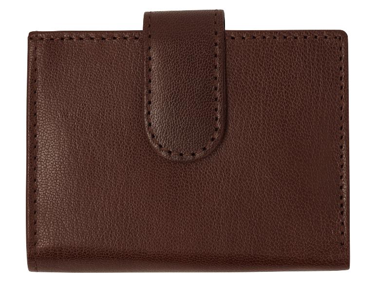Bruine leren kaarthouder met klepsluiting
