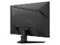 Achterkant van een zwarte gamingmonitor met poorten en logo.