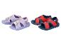 Kindersandalen: paars met Elsa en rood met Spider-Man.