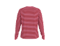 Rood en roze gestreept shirt met lange mouwen, achteraanzicht.