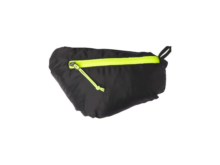Zwarte, opvouwbare tas met felgeel rits.