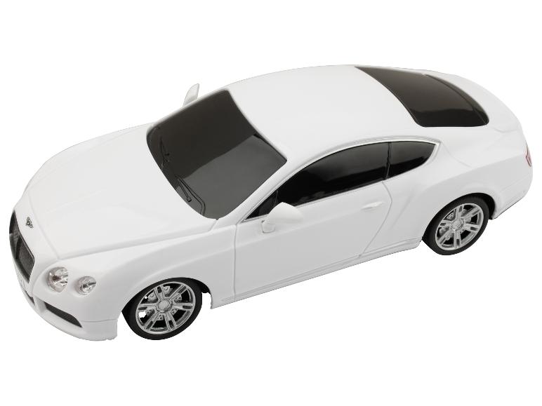 Witte Bentley Continental GT speelgoedauto van bovenaf gezien.
