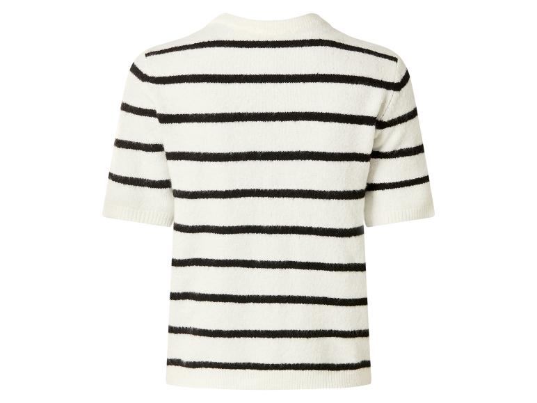 Gestreept kort mouw gebreid T-shirt in zwart-wit, achterkant.