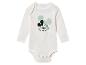 Witte baby romper met lange mouwen en Mickey Mouse print.