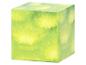 Groene kubusvormige spons met lichtgroene vlekken.