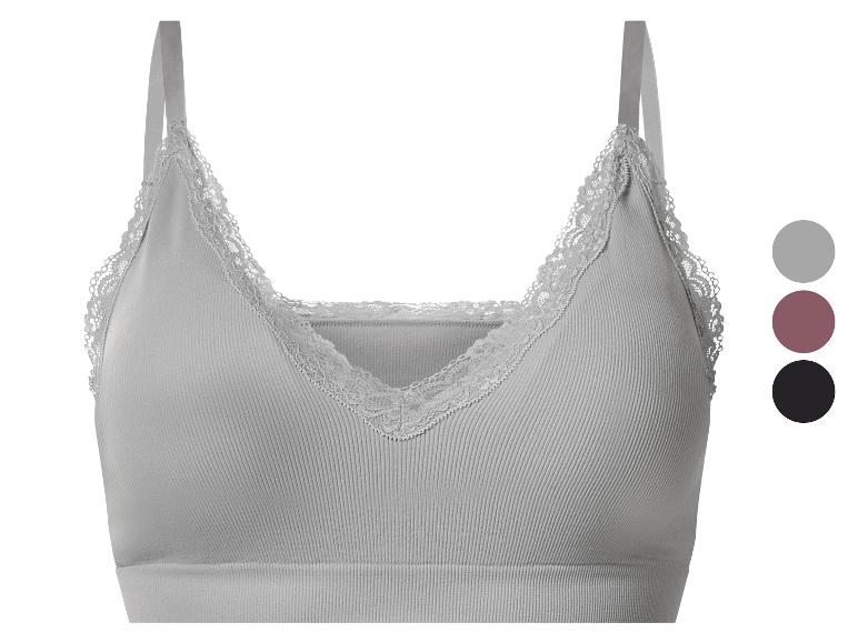 Grijze geribbelde kanten bralette met kleuropties: grijs, pruim en zwart.